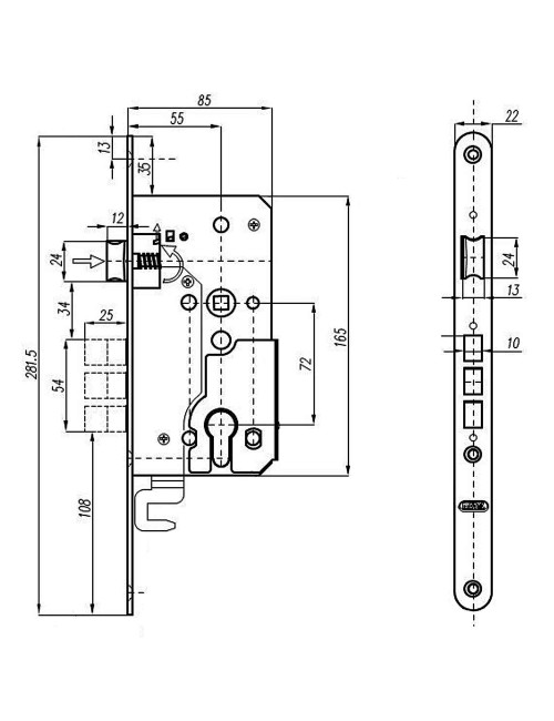 zamek KMT ZWT 72/55
