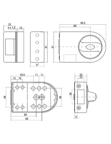 zamek nawierzchniowy Gerda ZN100 satyna lakier