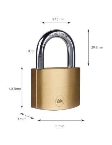 kłódka Yale Y110B/50/126/1 mosiężna