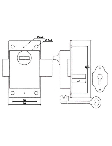 zasuwa drzwiowa Warecka W-3 z pokrętłem