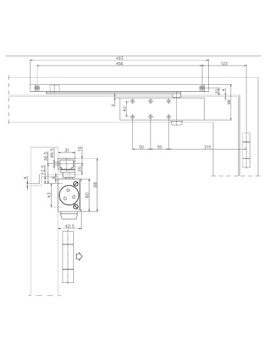 samozamykacz Dormakaba TS 80 z szyną, biały