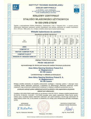 wkładka Lob Dragon XT z gałką mosiądz
