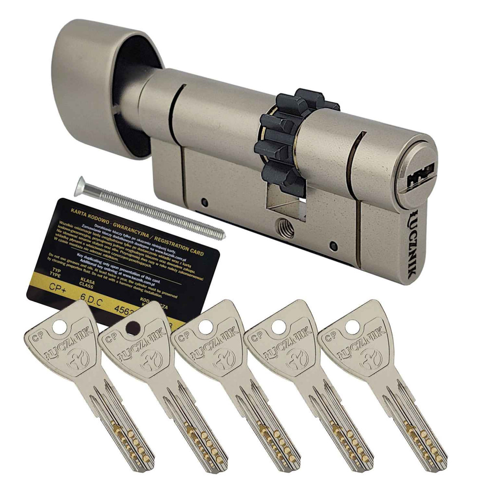 wkładka Łucznik CP Plus z gałką i zębatką satyna