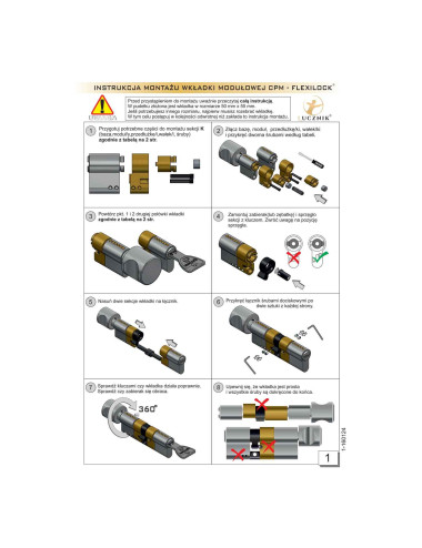 wkładka Łucznik CPM FlexiLock z gałką, satyna
