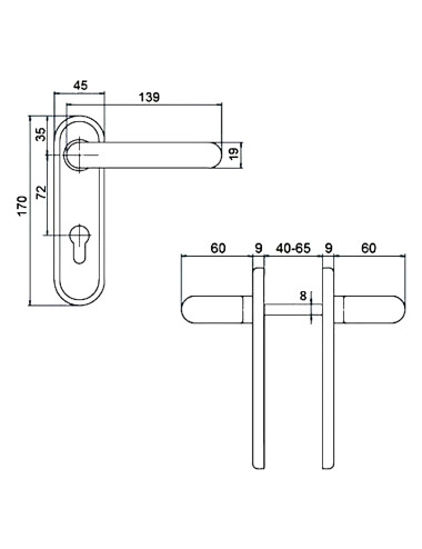klamka KELOP U72N, stal nierdzewna,