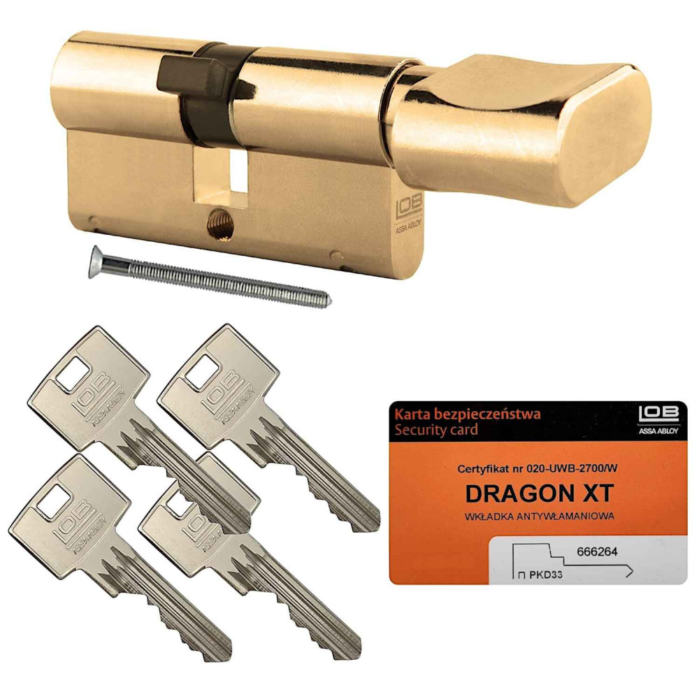 wkładka Lob Dragon XT z gałką mosiądz