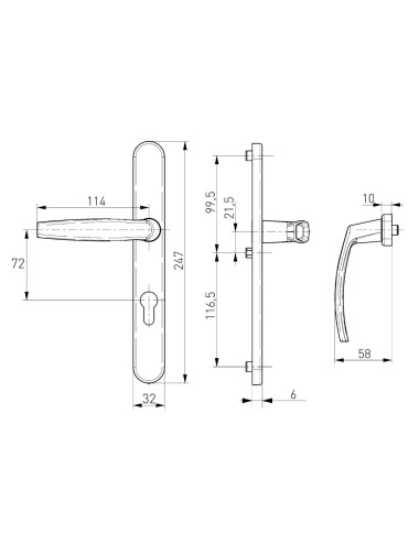 klamka Medos Victory 72 mm RAL 7016M antracyt